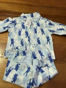Bunny Rabbit Bunny Flannelette Combed Cotton Pyjamas Set Blue Baby Girl Size 00 - Picture 1 of 1