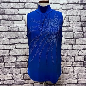 Blusa sin mangas Bleeker & McDougal azul cuello falso talla XL - Imagen 1 de 7