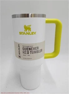 Stanley 40oz Stainless Steel H2.0 Tumbler -White/Electric Yellow SEE DETAILS - Picture 1 of 3