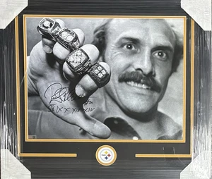 Pittsburgh Steelers Rocky Bleier Firmado Enmarcado 16x20 Super Bowl Inscr TSE - Imagen 1 de 1