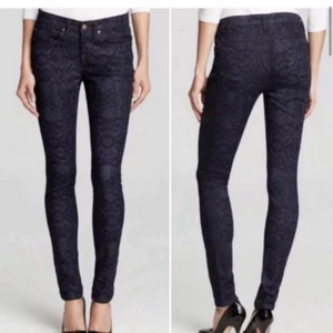 Eileen Fisher Blue on Blue Ikat Print Organic Denim Skinny Jeans Women's *read - Picture 1 of 9