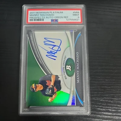 Manny Machado 2011 Bowman Platinum Prospect refractor verde automático/399 SGC 10 Foto 1 de 2