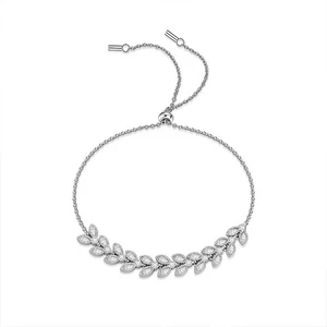 Marquise Cut Moissanite Leaf Shape Bracelet Women Chain 925 Sterling Silver GRA - Picture 1 of 12