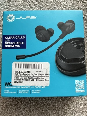 JLab Work Buds True Wireless Bluetooth Earbuds, Boom Mic, For Work, New Sealed - Image 1 of 4