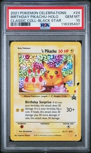 PSA 10 GEMAS COMO NUEVAS Cumpleaños Pikachu 24 Pokemon Tarjeta Celebraciones Colección Clásica - Imagen 1 de 2