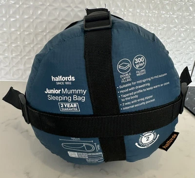 Halfords - Single Junior Sleeping Bag Mummy Sleeping Bag For Juniors  - Image 1 of 4