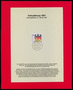 BRD BUND SONDERBLATT POSTKALENDER 1987 VOLKSZÄHLUNG RR!! ub33 - Picture 1 of 2
