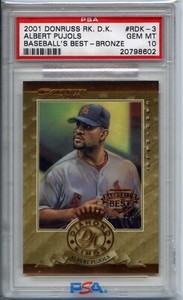 2001 Albert Pujols Donruss Diamond Kings BRONZE Rookie Gem Mint 10 RDK-3 /999
