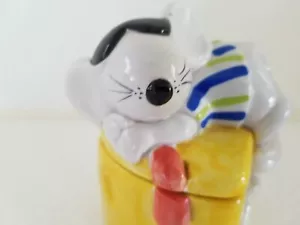 Ceramic Mouse Wearing Sunglasses on Cheese Sugar or Parmesan Cheese Bowl - Picture 1 of 8