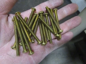 20 Vintage NOS V-H #10-32 X 2" Round Head Slotted BRASS Machine Screws BELGIUM - Picture 1 of 4