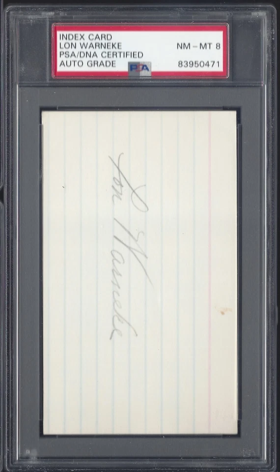 LON WARNEKE, NO HITTER 1941 FOR STL. CARDINALS, INDEX CARD, PSA/DNA NM-MT 8 - Image 1 of 1