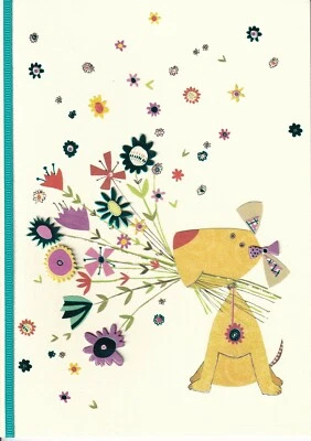 PAPYRUS FATHER'S DAY CARD NIP (MSRP $6.95) DOG W/FLOWERS CARD (Q8) - Image 1 of 2