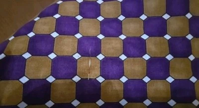 Vintage Cotton Fabric 2.5 Yards X 44" Brown Purple White Octagons Sewing... - Image 1 of 4