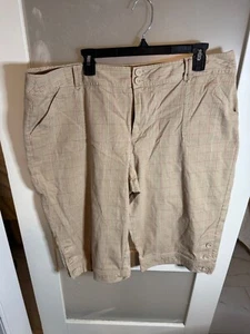 Venezia Womens Striped Capri Pants Size 20 Beige Pink Cotton Blend 13-36 - Picture 1 of 8