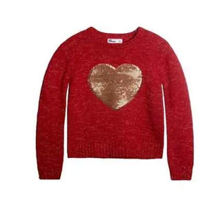 Epic Threads red gold glitter heart pullover warm crew neck sweater. Size Med. - Picture 1 of 6
