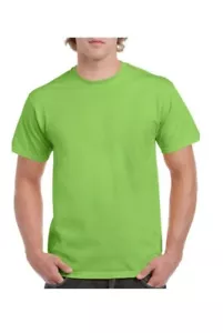 Gildan Size Large Men's Heavy Cotton Classic Short Sleeve T Shirt Lime NWT - Picture 1 of 3