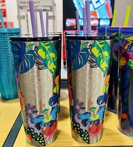 Starbucks Floral Stainless Steel Cup Immersive Cold Tumbler Venti 24oz New 2023 - Picture 1 of 10