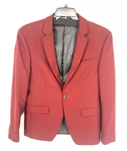 Zara Mens Maroon Red Single Button Blazer Sports Coat Size 42 Cool Comfort - Picture 1 of 5