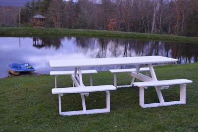 A&L Furniture Co. 8' Amish-Made Rectangular Poly Walk-In Picnic Table & Benches - Image 1 of 4