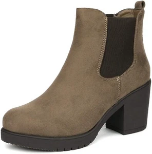 DREAM PAIRS Women's High Chunky Heel Chelsea Ankle Boots Slip On Elastic Fall He - Picture 1 of 8