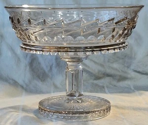 EAPG Pressed Glass Shark Fin Pattern Compote Bowl Dish on Footed Pedestal EUC! - Picture 1 of 7