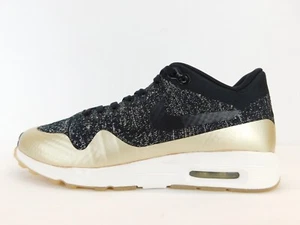 Nike Women's Air Max 1 Ultra Flyknit Casual Shoes Black Gold Size 8 - Picture 1 of 8