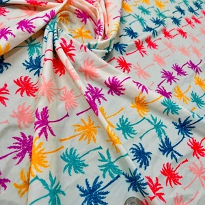 FREE SHIPPING Stretch Fabric Colorful Palm Trees Print Swimsuit Spandex By Yard - Picture 1 of 5