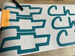 fits OG Chevrolet Tailgate 50" x 4" vinyl sticker decal classic Vintage TEAL Obs - Picture 1 of 3