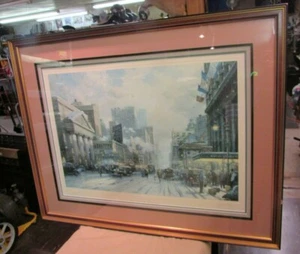 Thomas Kinkade Framed/Matted NEW YORK SNOW 7th AVENUE 1932 Print 44/935 27"x18" - Picture 1 of 12