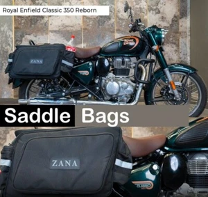 "SADDLE BAG, BLACK" FOR FOR ROYAL ENFIELD NEW CLASSIC 350 REBORN - Picture 1 of 5
