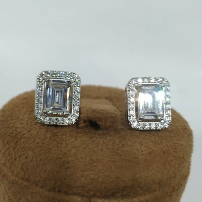 925 Sterlingsilber 2.00Ct Smaragd Schliff Cubic Zirkonia Quadrat Geschenk - Bild 1 von 4