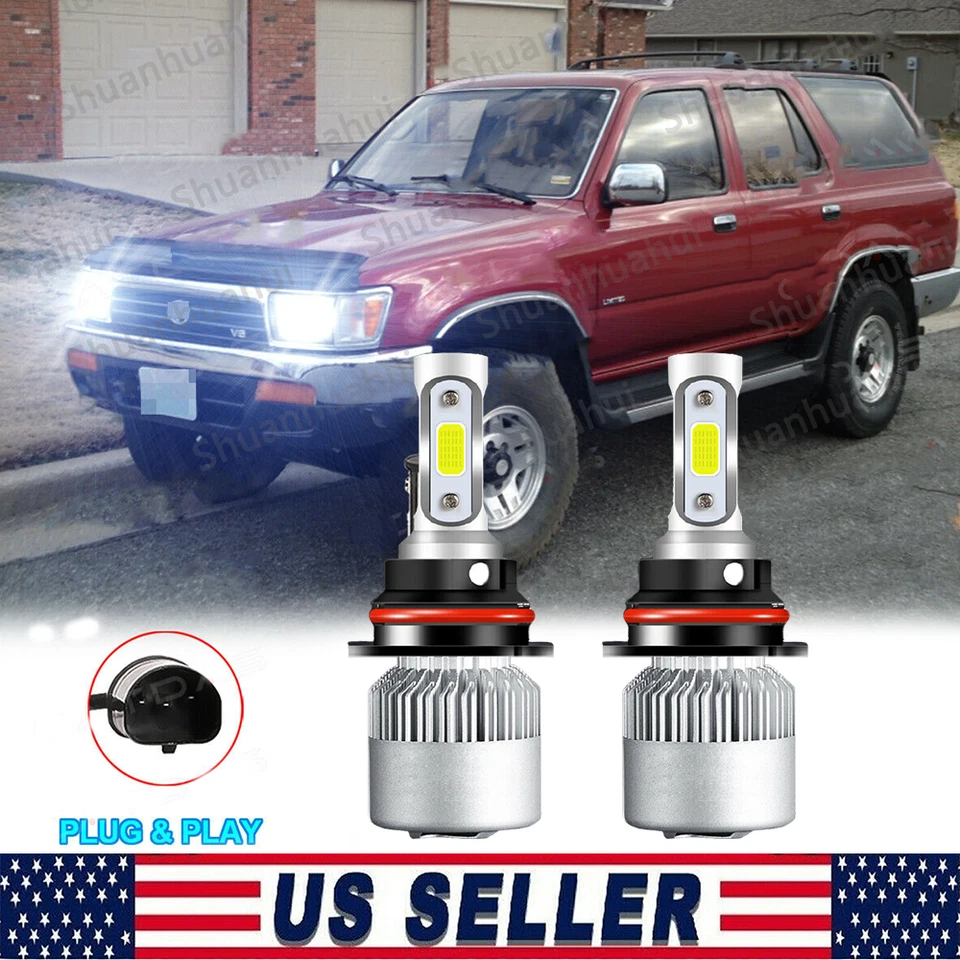 For Toyota 4Runner 1992-1995 6000K 2X 9004 LED Headlight High/Low Beam Bulbs Kit - Image 1 of 4