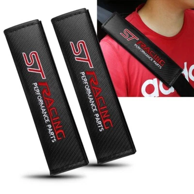 2 Copri Cintura Sicurezza per FORD ST Line RACING FIESTA FOCUS Scritta Logo - Image 1 of 4