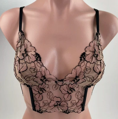 Victoria's Secret Very Sexy Luxe Lg Embroidered Floral Longline Bralette Bra NEW - Image 1 of 4