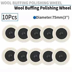 10Pcs 3'' Roloc Wool Felt Disc Roll Lock Polishing Buffing Pad For Dremel Tool - Foto 1 di 6