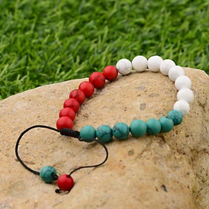 Natural Stone Handmade Braided Rope Bracelet Colorblocking Turquoises jewellery - Picture 1 of 8