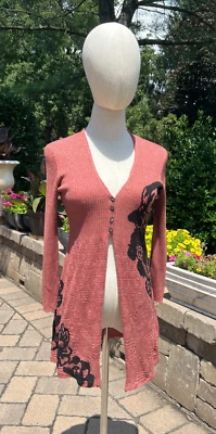 NIC+ZOE Petite PS Cárdigan Plumero Tejido Kimono Lino Mezcla Seda Negro Floral Foto 1 de 4