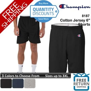 🔥 Champion Men Cotton Jersey 6" Inseam Shorts Drawcord No Pocket Up To 3XL 8187 - Picture 1 of 25