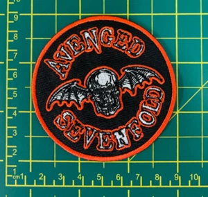 AVENGED SEVENFOLD ORANGE WOVEN SEW OR IRON ON ROUND PATCH OFFICIALLY LICENSED - Picture 1 of 8