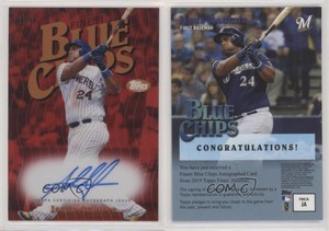 2019 Topps Finest Blue Chips Red Refractor /5 Jesus Aguilar #FBCA-JA Auto