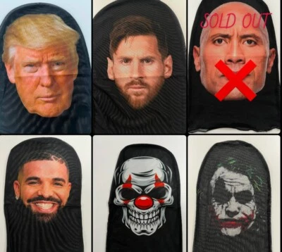 Cosplay Breathable sun-protection Mask Full Celebrity Face Rapper holloween - Image 1 of 4