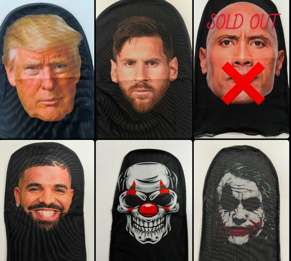 Cosplay Breathable sun-protection Mask Full Celebrity Face Rapper holloween - Image 1 of 4