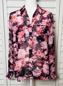 Robert Rodriguez Floral Watercolor Long Sleeve V-Neck Top Size Small - Picture 1 of 11