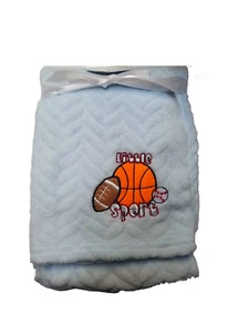Snugly Baby Chevron Embossed with "Little Sport" Aplica Plush Blanket  - Picture 1 of 1