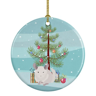 White Dominant Chinchilla Merry Christmas Ceramic Ornament CK4437CO1 - Image 1 of 2