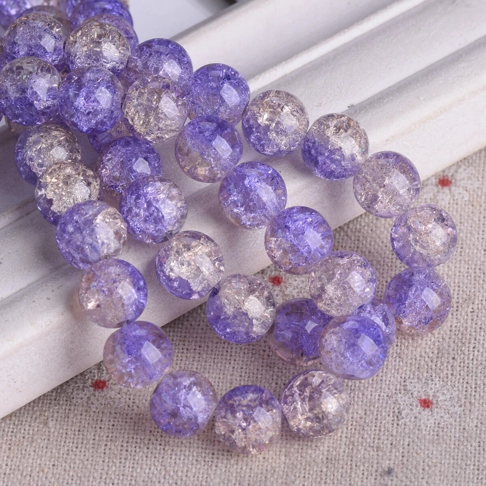 20pcs 10mm Rainbow Colorful Crackled Crystal Glass Loose Beads For DIY Bracelet - Image 1 of 4