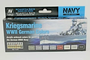 Vallejo Model Air Paint Set: Kriegsmarine WWII German Colours - VAL71615 - Picture 1 of 2