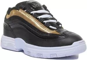 DC Shoes Legacy Lite Women's Thick Leather Sneakers In Black Gold GB Sizes 3-8 - Picture 1 of 6