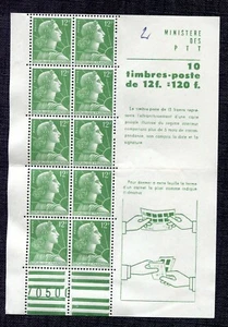 timbres bloc carnet à plier 10 timbres 12 F .Ministère des PTT - Imagen 1 de 2