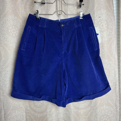 Pantalones Cortos Lizsport Vintage Años 90 Liz Claiborne Azul Cintura Alta Pana Algodón Talla 16 Foto 1 de 4